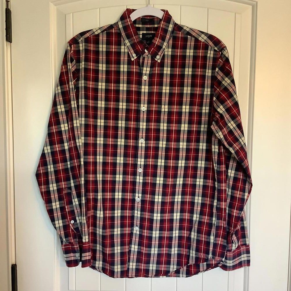 J.Crew Slim Fit Plaid Shirt - Red & Navy